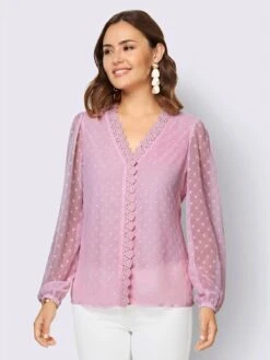 Chemisier En Mousseline Motif Petits Pois Tissés -Reine Du Style Soldes Boutique 002.00F0130045 B15.002