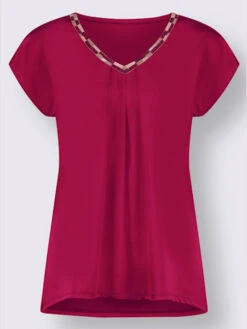 T-shirt à Manches Courtes Broderie, Perles Fantaisie -Reine Du Style Soldes Boutique 004.00F0257441 B04.001