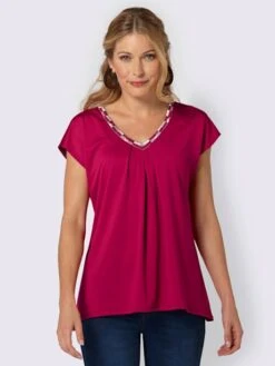 T-shirt à Manches Courtes Broderie, Perles Fantaisie