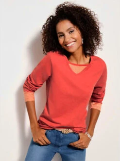 T-shirt 2 En 1 Manches Longues Détails Rayés