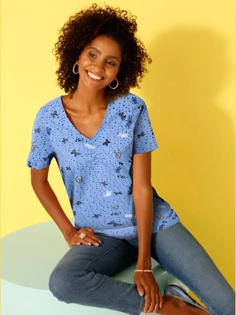 T-shirt Fronce Légère à L'encolure En V 3 T-shirt Fronce Légère à L'encolure En V