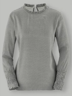 Chemisier Col Rond Volanté Manches Longues Fermeture Au Dos -Reine Du Style Soldes Boutique 013.00F0230039 B10.002