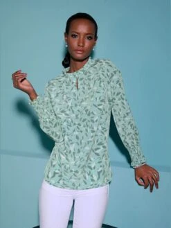 Chemisier à Manches Longues Imprimé Aux Coloris Harmonieux