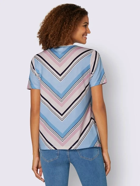 T-shirt à Rayures Encolure En V Affinante 5 T-shirt à Rayures Encolure En V Affinante – Image 3