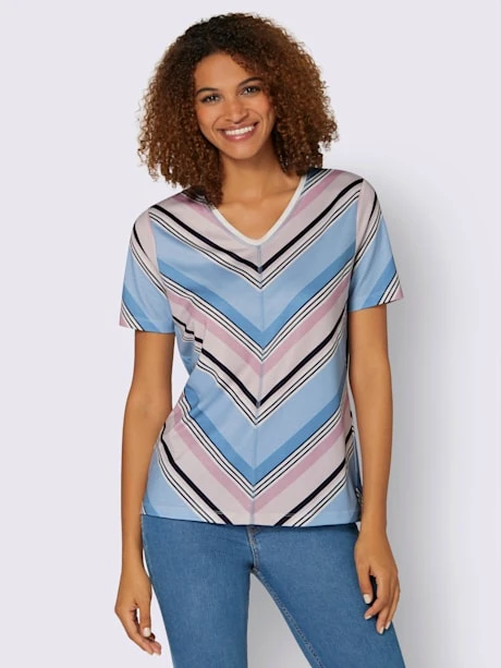 T-shirt à Rayures Encolure En V Affinante 4 T-shirt à Rayures Encolure En V Affinante – Image 2