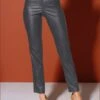 Pantalon Effet Enduit Coupe Féminine -Reine Du Style Soldes Boutique 021.00ZKB30036 A07.011