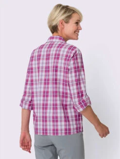 Chemisier à Carreaux Manches 3/4 Retroussables -Reine Du Style Soldes Boutique 022.00ZUK05547 B08.001