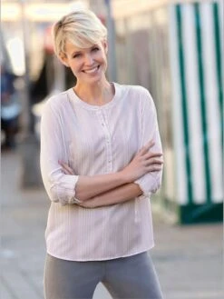 Chemisier à Rayures Manches 3/4 Retroussables