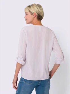 Chemisier à Rayures Manches 3/4 Retroussables -Reine Du Style Soldes Boutique 024.00ZUK03347 B07.001