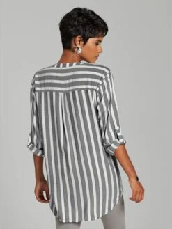 Chemisier Rayé Pure Viscose -Reine Du Style Soldes Boutique 027.00F0130039 B02.001