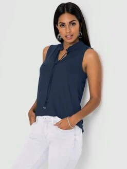 Débardeur Col Montant Froncé