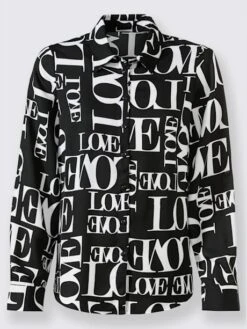 Chemisier à Manches Longues Inscription Imprimée Tendance -Reine Du Style Soldes Boutique 042.00F0130046 B04.001