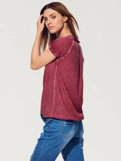 T-shirt En V Look Tendance Avec Empiècement Smocké à L'encolure -Reine Du Style Soldes Boutique 062.99EXT64042 A09.038