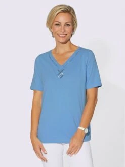 T-shirt En V Rubans Décoratifs à L'encolure -Reine Du Style Soldes Boutique 118.00BA255247 B15.001