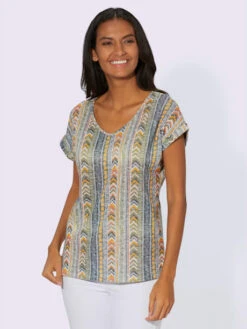 T-shirt En V Encolure En V Passepoilée -Reine Du Style Soldes Boutique 136.00BJ155347 B06.001