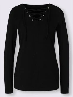 T-shirt Laçage Décoratif à L'encolure -Reine Du Style Soldes Boutique 141.00ZUK66546 B13.001