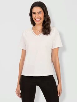 T-shirt Superbe Broderie De Madère -Reine Du Style Soldes Boutique 188.00FJ257747 B18.001