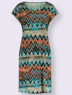 Robe D'été Motif Zigzag Manches Courtes -Reine Du Style Soldes Boutique 204.00BMK55142 B55.001