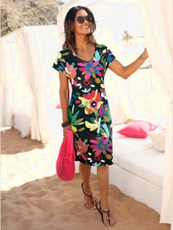 Robe D'été Motif Fleurs Colorées