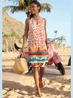 Robe D'été Sans Manches Col Avec Anneau