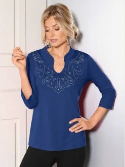 Tee-shirt Femme Original Col V Motifs Brillants